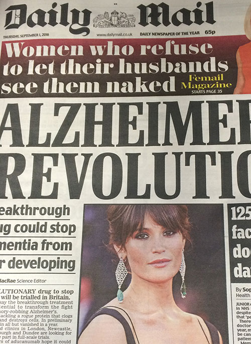 newspaper Alzheimer's news headline
