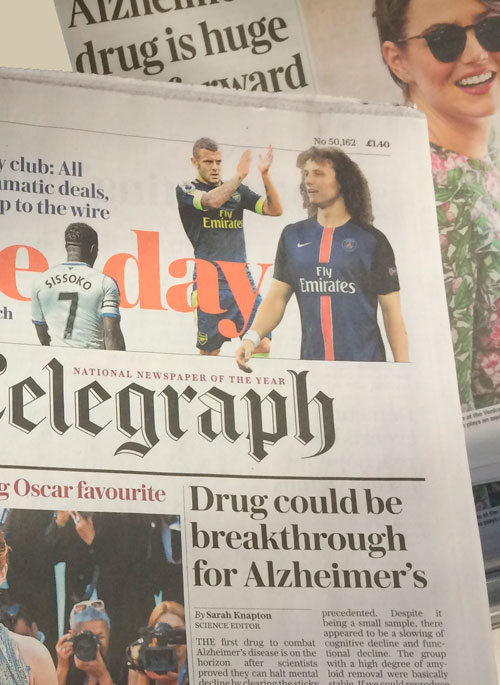 newspaper2 Alzheimer's news headline